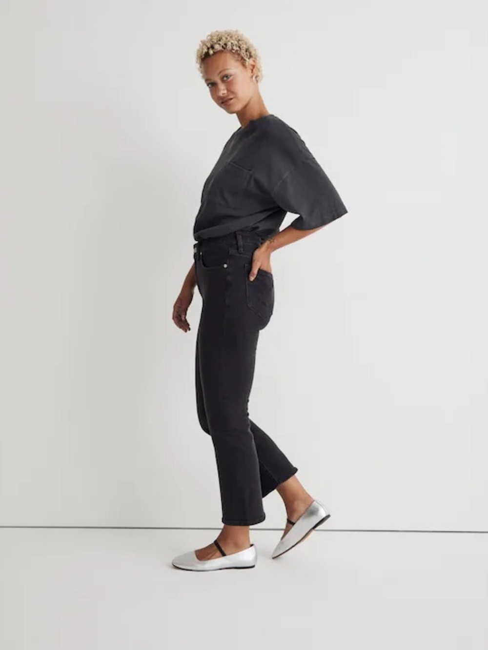 Madewell Curvy Kick Out Black Jeans W30 Retail $138